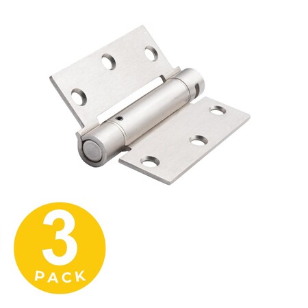 Global Door Controls 3.5 in. x 3.5 in. Satin Nickel Full Mortise Spring Squared Hinge with Non-Removable Pin, PK3 CPS3535-US15-3